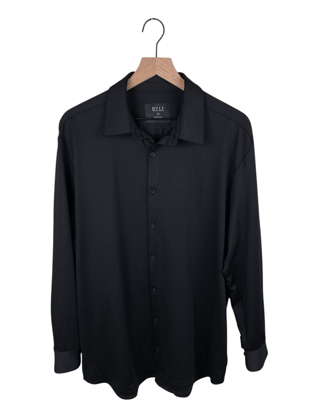 BYLT Premium Basics Executive Stretch Long Sleeve Button Down Shirt XL Black